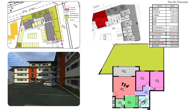 Appartement - 68 m² - 3 pièces