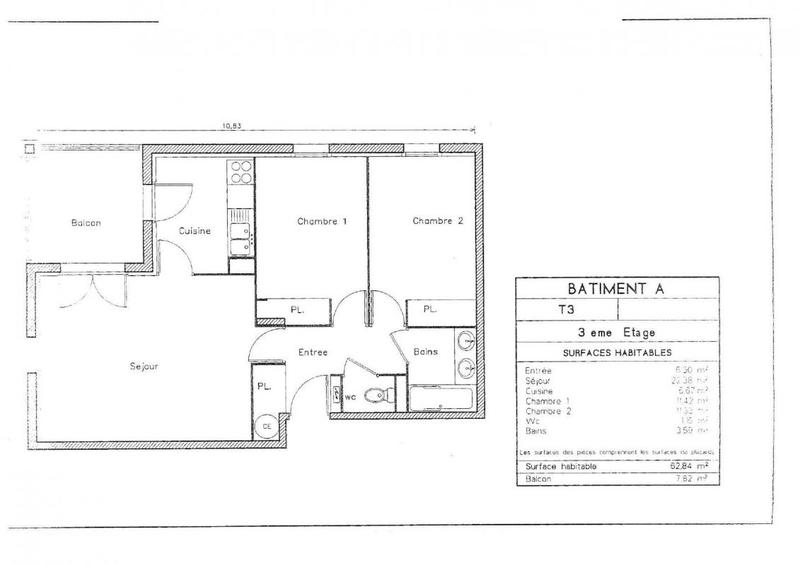 Appartement - 62 m² - 3 pièces