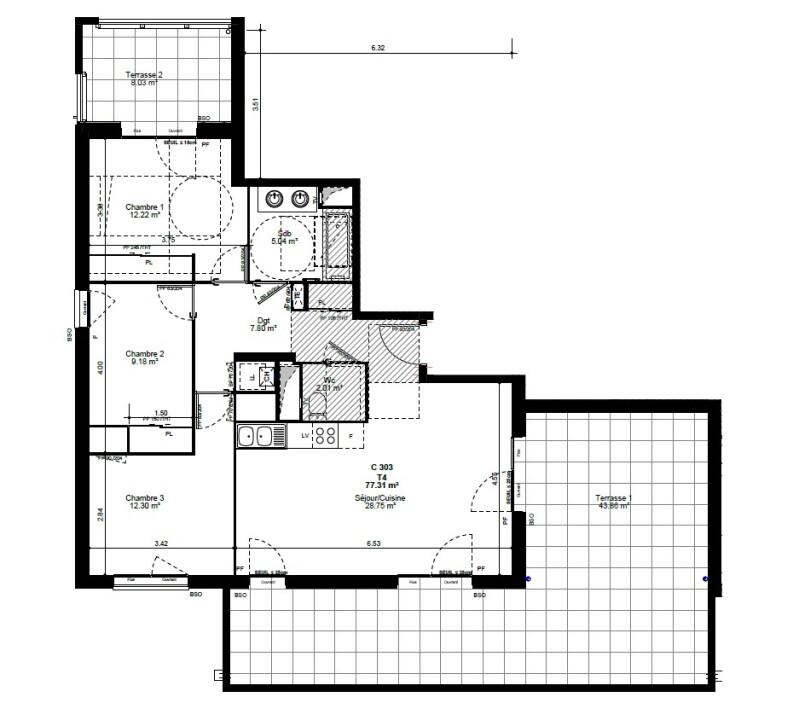 Appartement - 77 m² - 4 pièces