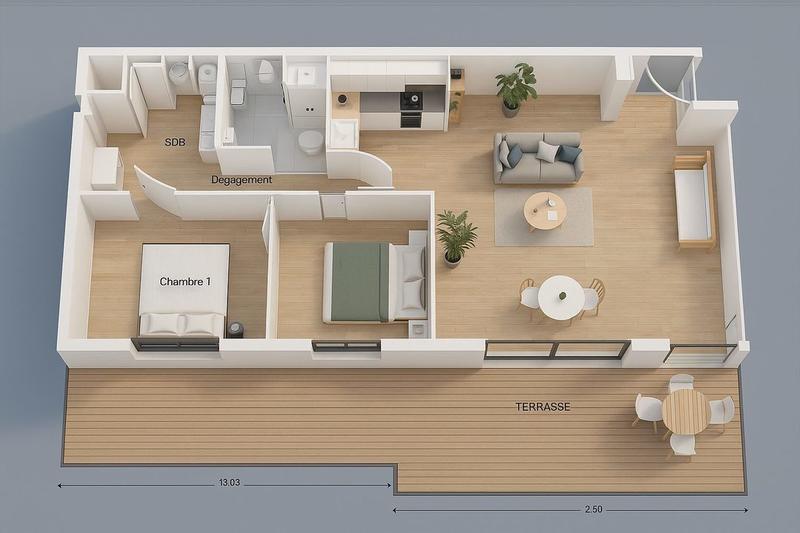 Appartement - 73 m² - 3 pièces