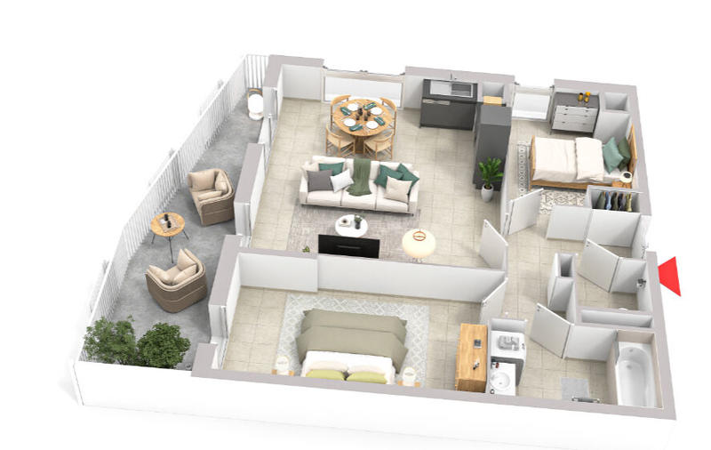 Appartement - 65 m² - 3 pièces