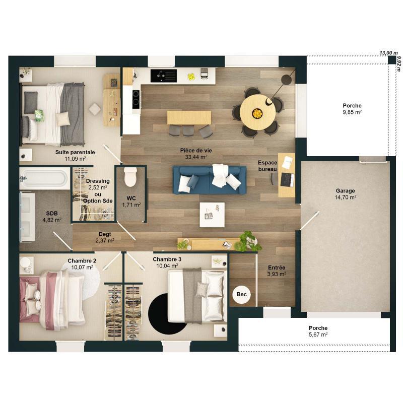 Maison - 80 m² - 5 pièces