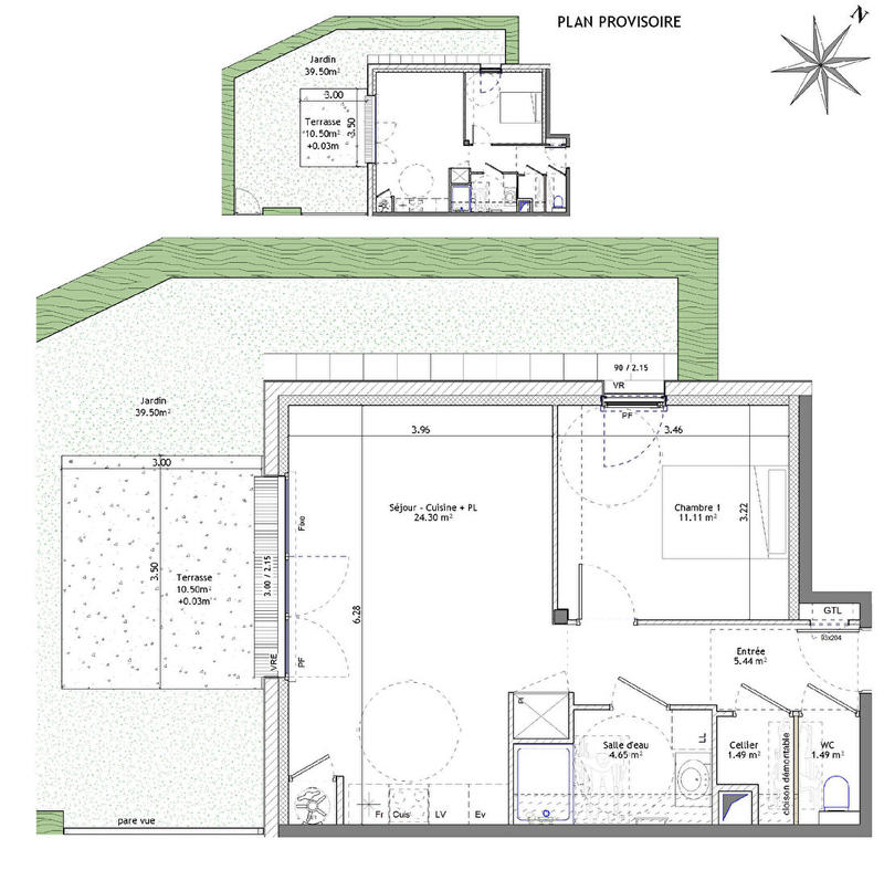 Appartement - 48 m² - 2 pièces
