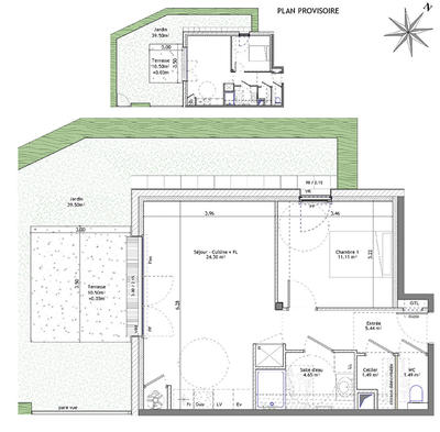 Appartement - 48 m² - 2 pièces