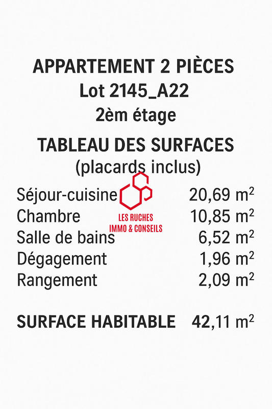 Appartement - 42 m² - 2 pièces