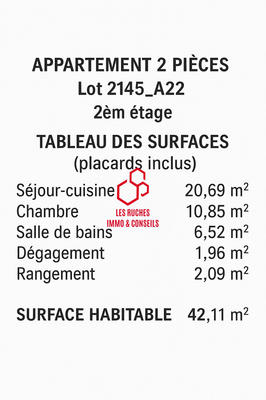 Appartement - 42 m² - 2 pièces