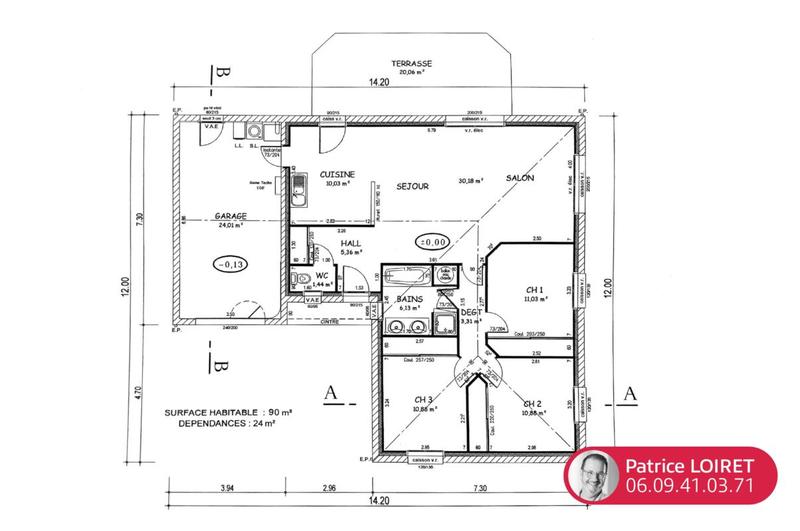 Maison - 90 m² - 4 pièces