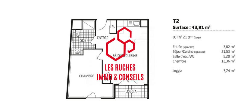 Appartement - 43 m² - 2 pièces