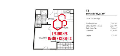 Appartement - 43 m² - 2 pièces