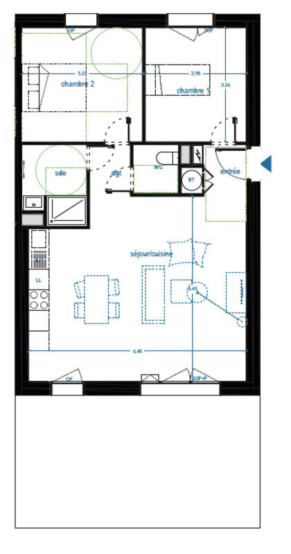 Appartement - 66 m² - 3 pièces