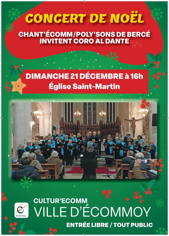 Concert de Noël : Chant'Écomm / Poly'sons de Bercé invitent Coro Al Dante