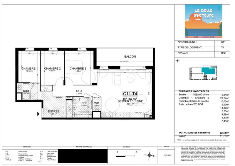 Appartement - 82 m² - 4 pièces