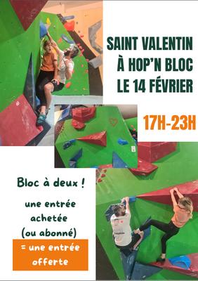 Saint Valentin à deux à Hop'n Bloc - Entrée à prix réduit pour deux - Bloc à deux et vin moelleux