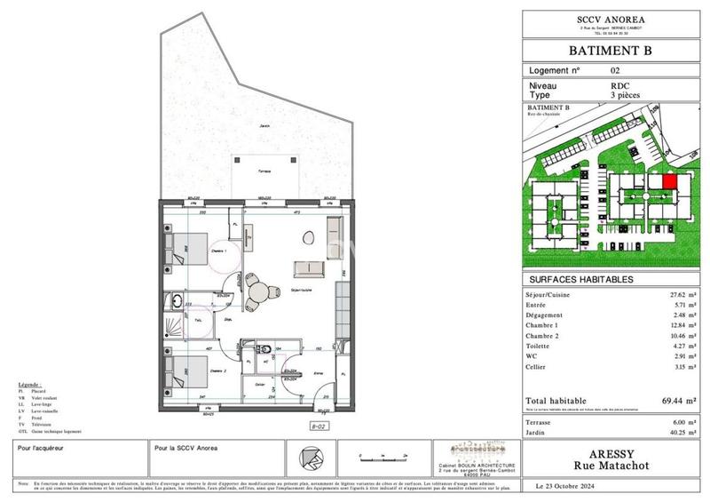 Appartement - 69 m² - 3 pièces