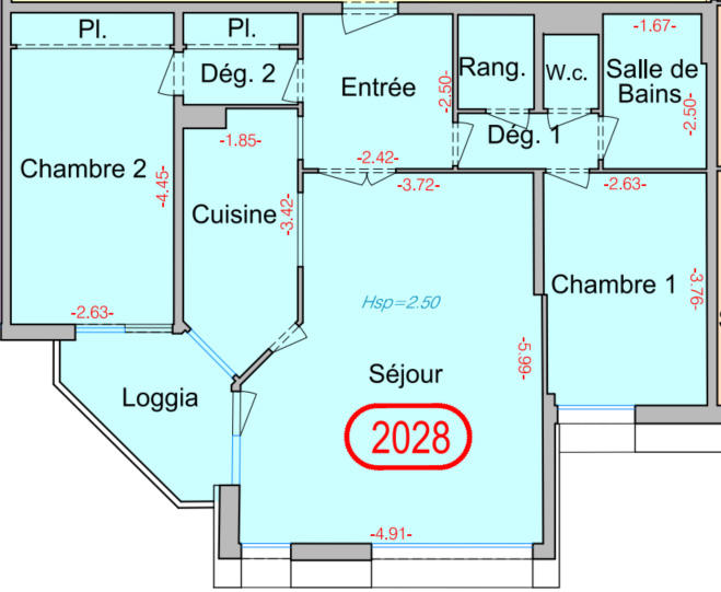 Appartement - 73 m² - 3 pièces