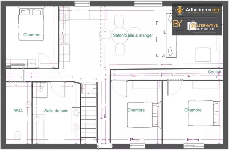 Maison - 72 m² - 4 pièces