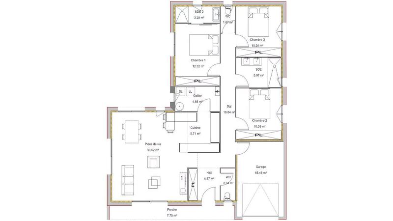 Maison - 100 m² - 4 pièces