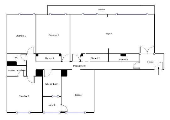 Appartement - 93 m² - 5 pièces