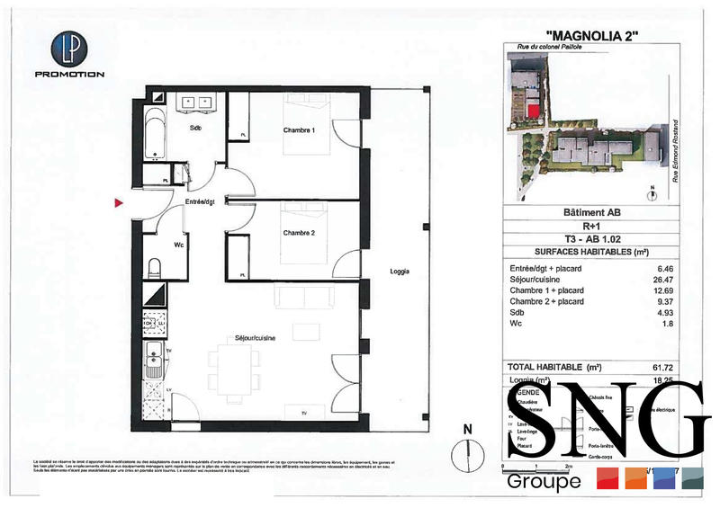 Appartement - 62 m² - 3 pièces