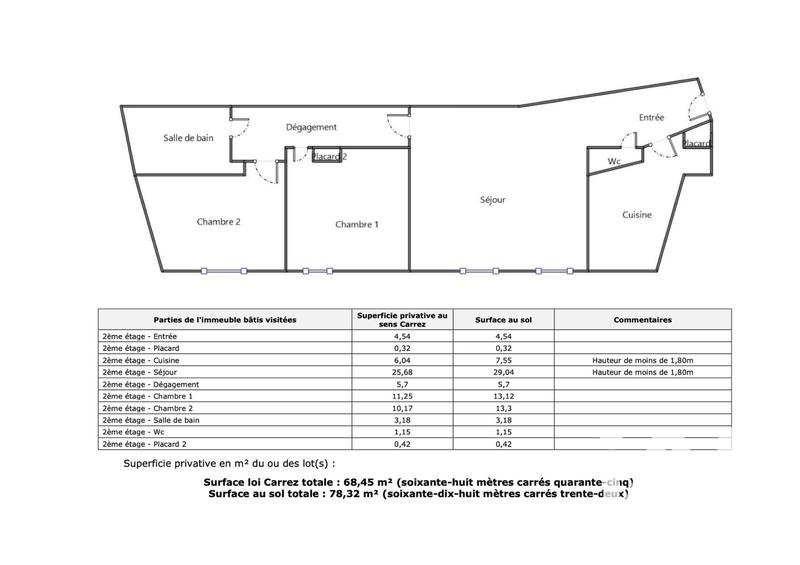 Appartement - 68 m² - 3 pièces
