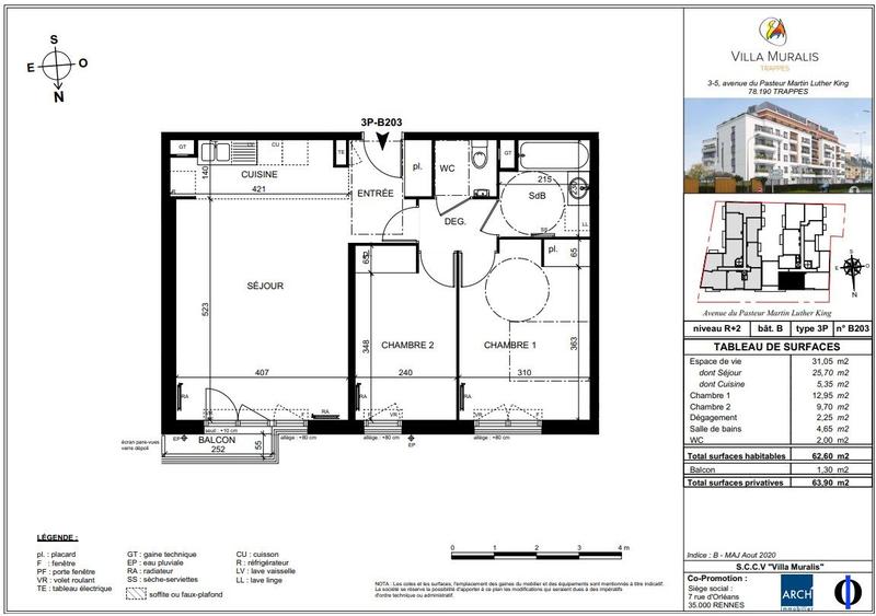 Appartement - 63 m² - 3 pièces