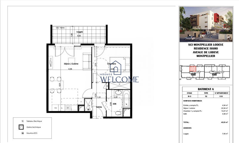 Appartement - 46 m² - 2 pièces