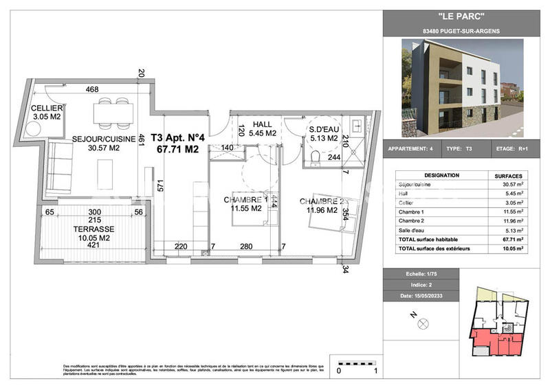 Appartement - 68 m² - 3 pièces
