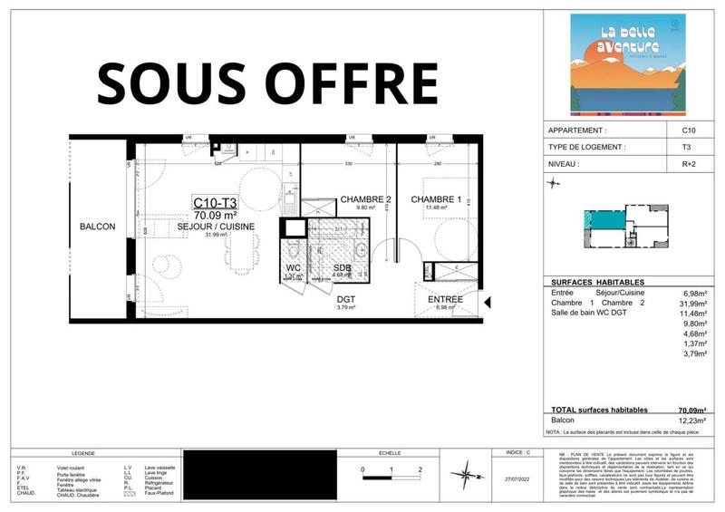 Appartement - 70 m² - 3 pièces