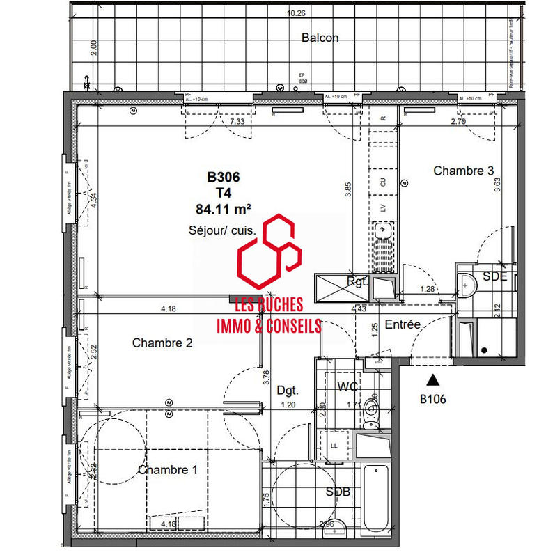 Appartement - 84 m² - 4 pièces