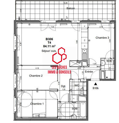Appartement - 84 m² - 4 pièces