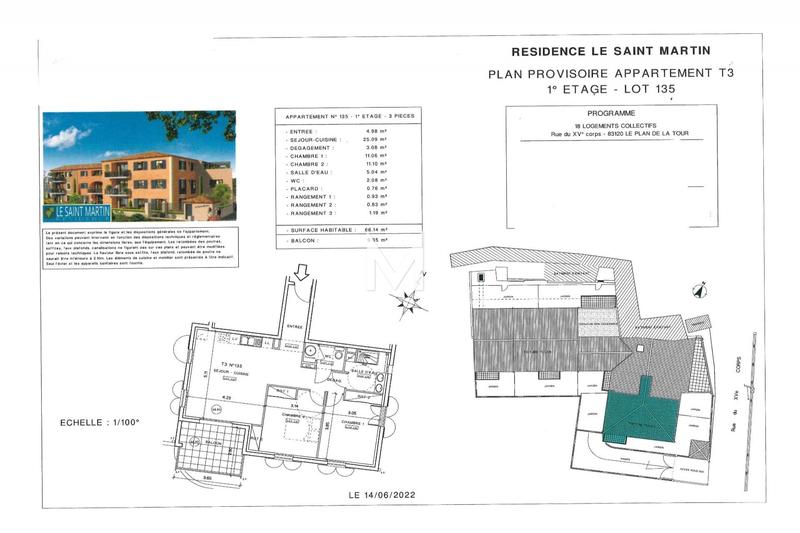 Appartement - 66 m² - 3 pièces