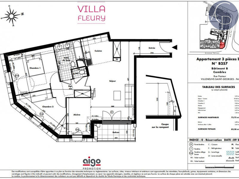 Appartement - 74 m² - 3 pièces