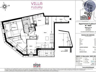 Appartement - 74 m² - 3 pièces