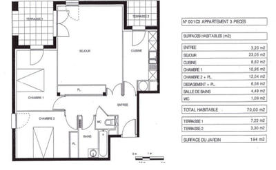 Appartement - 68 m² - 3 pièces