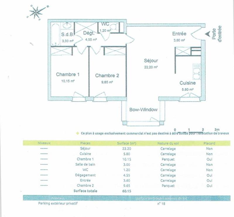 Appartement - 60 m² - 3 pièces