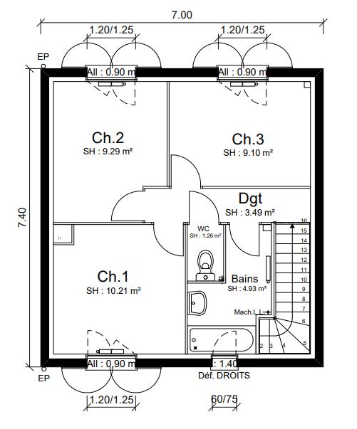 Maison - 80 m² - 4 pièces