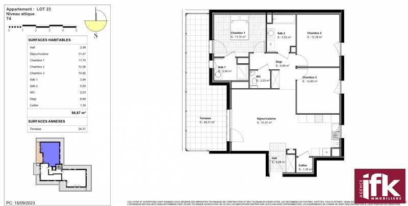 Appartement - 88 m² - 4 pièces