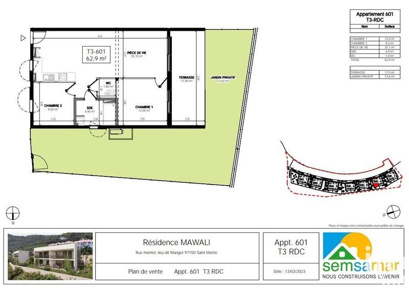 Appartement - 63 m² - 3 pièces