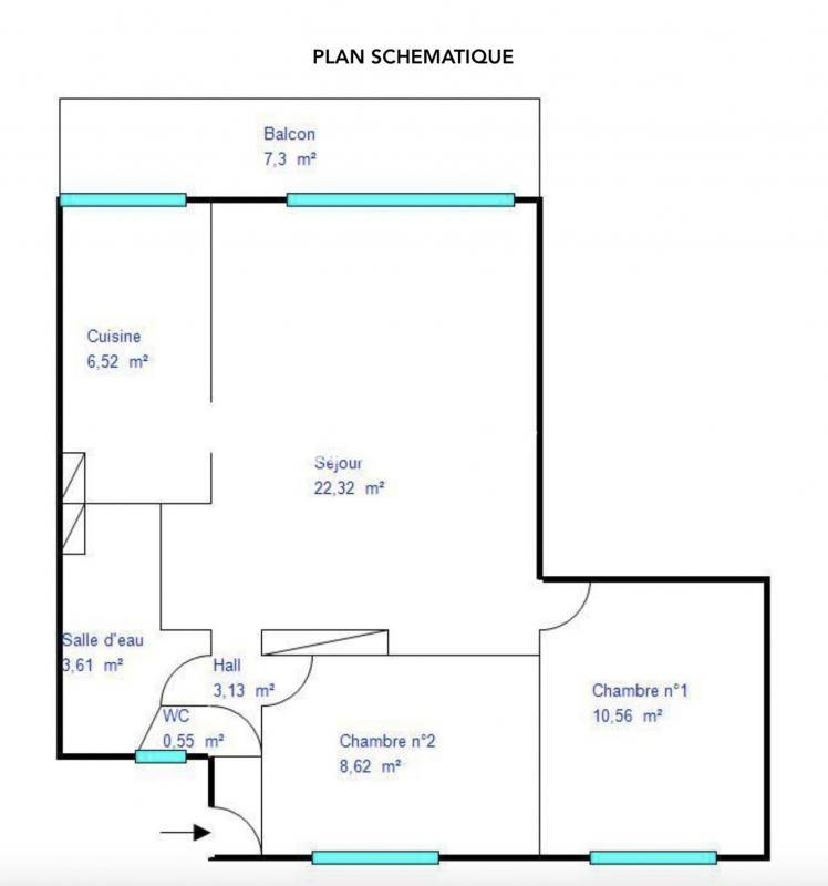 Appartement - 56 m² - 3 pièces