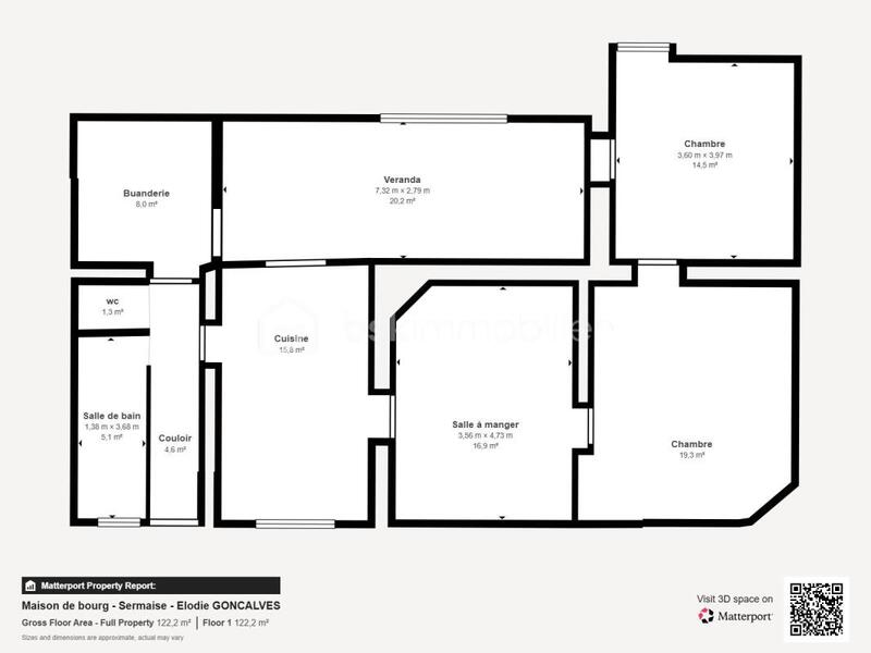 Maison de bourg - 100 m² - 3 pièces