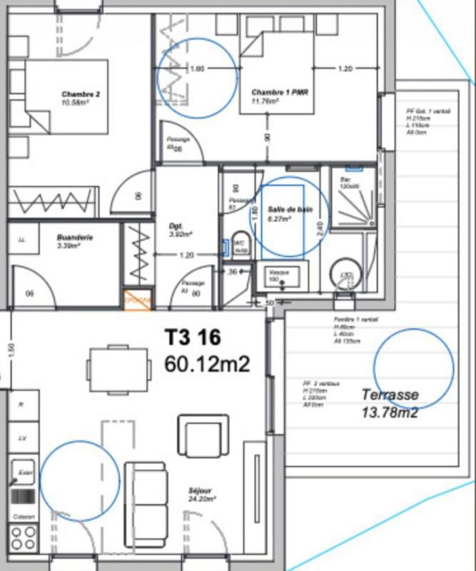 Appartement - 60 m² - 3 pièces