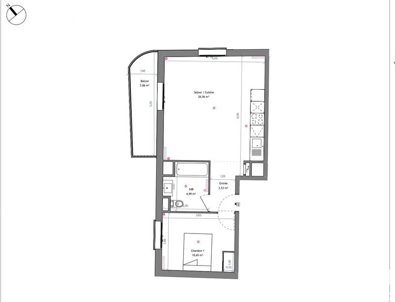 Appartement - 46 m² - 2 pièces