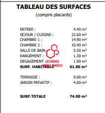 Appartement - 61 m² - 3 pièces