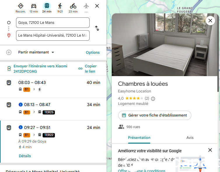 Chambre - 9 m² - 1 pièce