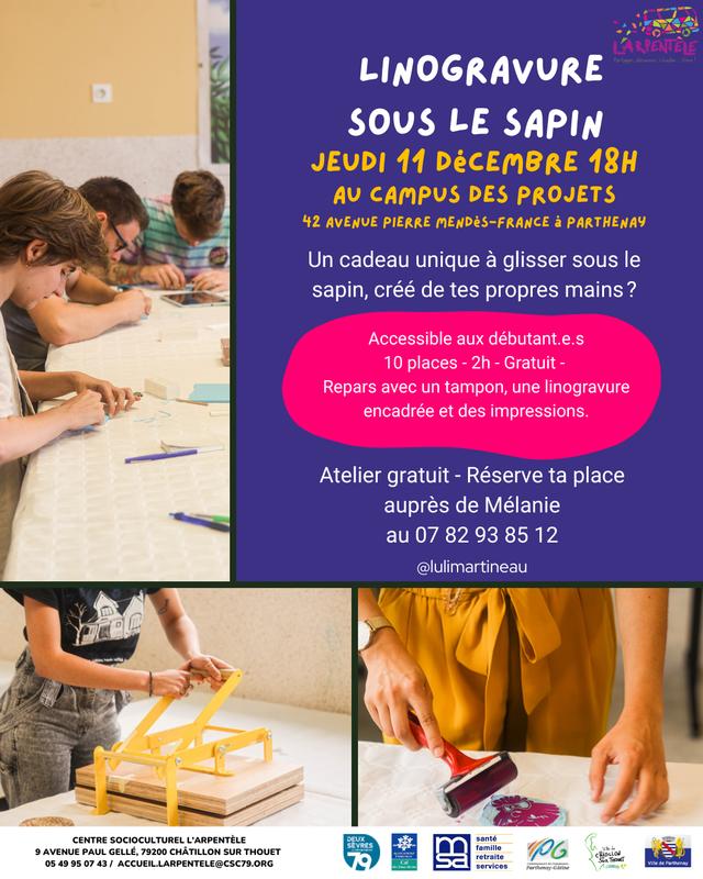 Atelier linogravure &quot;sous le sapin&quot;
