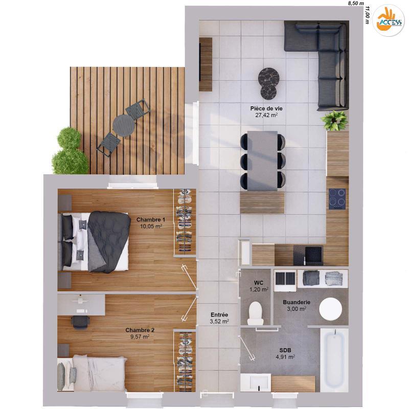 Maison - 60 m² - 4 pièces