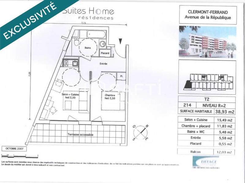 Appartement - 39 m² - 2 pièces