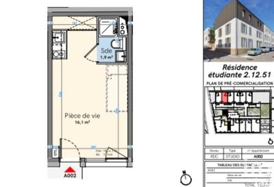 Appartement - 18 m² - 1 pièce