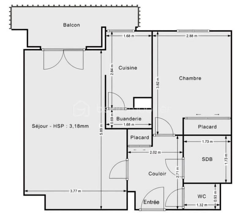 Appartement - 45 m² - 2 pièces