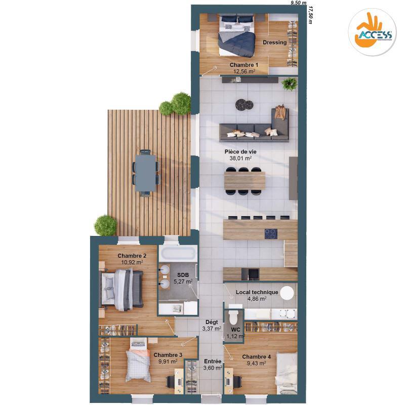 Maison - 99 m² - 6 pièces